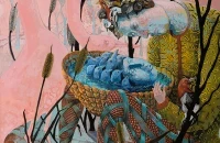 Pond Reflection, Gouache, 22" x 22", 2008