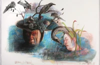 Hours 2 Models, Conti Drawing, 30" x 44", 2008