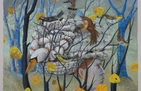 Swan Hat, Gouache, 24" x 24", 2009
