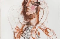 Girls with Swans, Conti Drawing, 2012