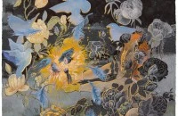The Sudden Combustion of a Blue Bird, Gouache, 24" x 24", 2011