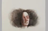 Girl with Hair, Conti Drawing, 44" x 30"