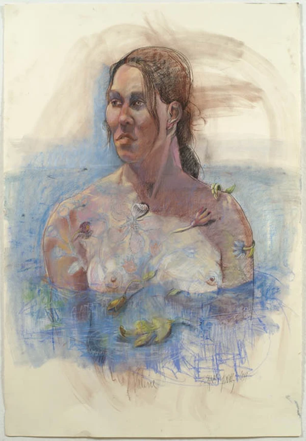 2001_woman-in-water_conte-on-paper_30x44